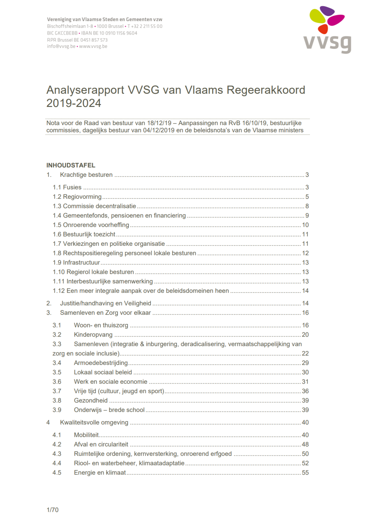 Analyserapport VVSG Van Vlaams Regeerakkoord 2019-2024 - KennisWest